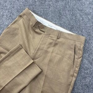 Santorelli Romeo Dress Pants 33W x 29L Tan Luxury Serge Virgin Wool Italy Men's